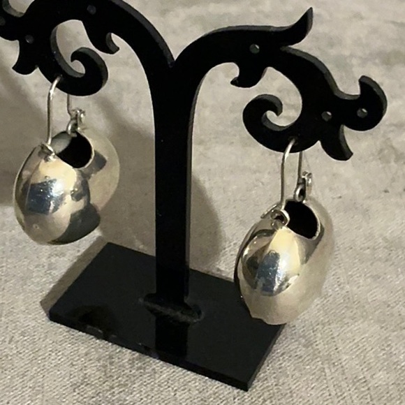 Sterling Silver Puffy Ball Drop Earrings - Picture 3 of 7